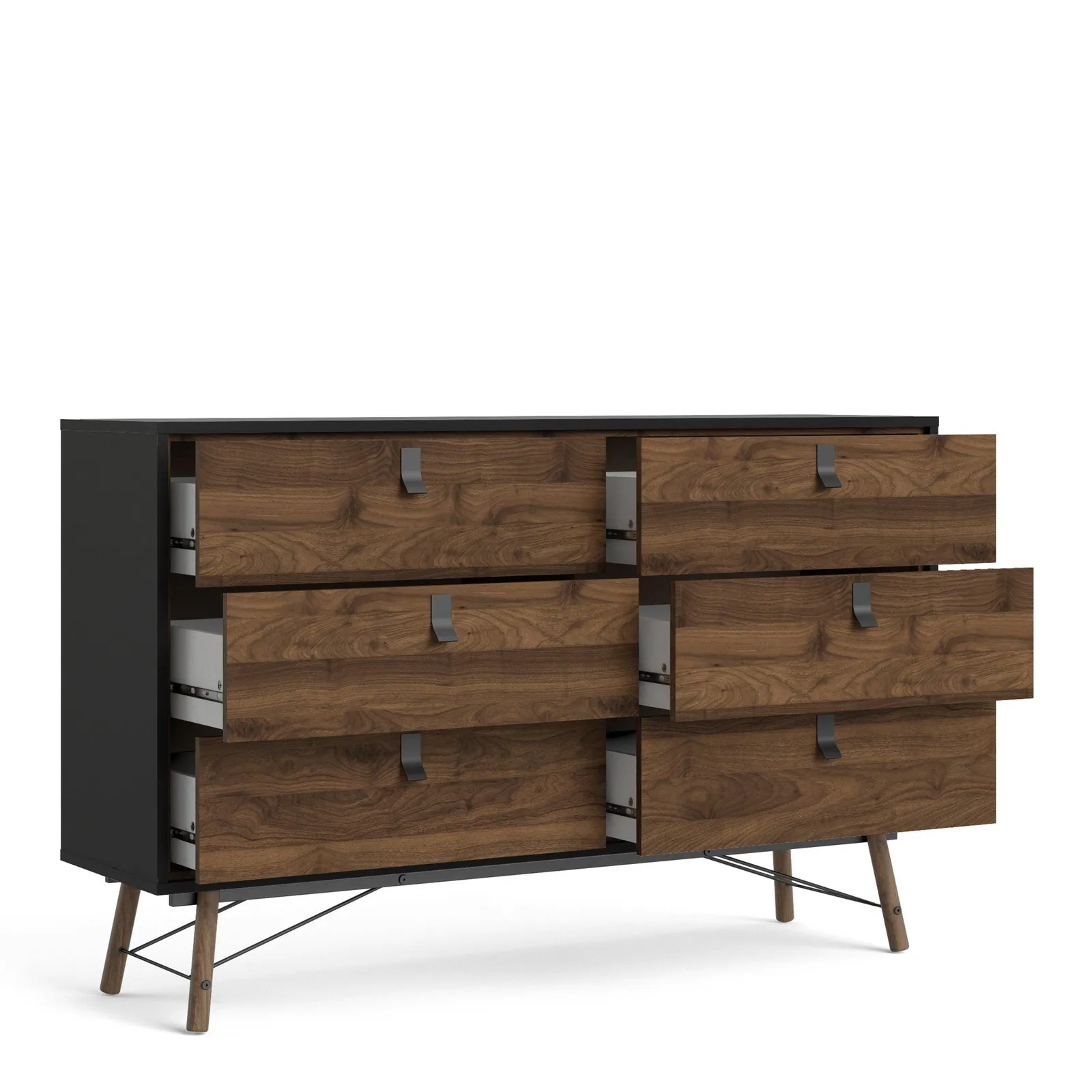 Furniture To Go Ry Wide Double Chest of Drawers 6 Drawers in Black 4