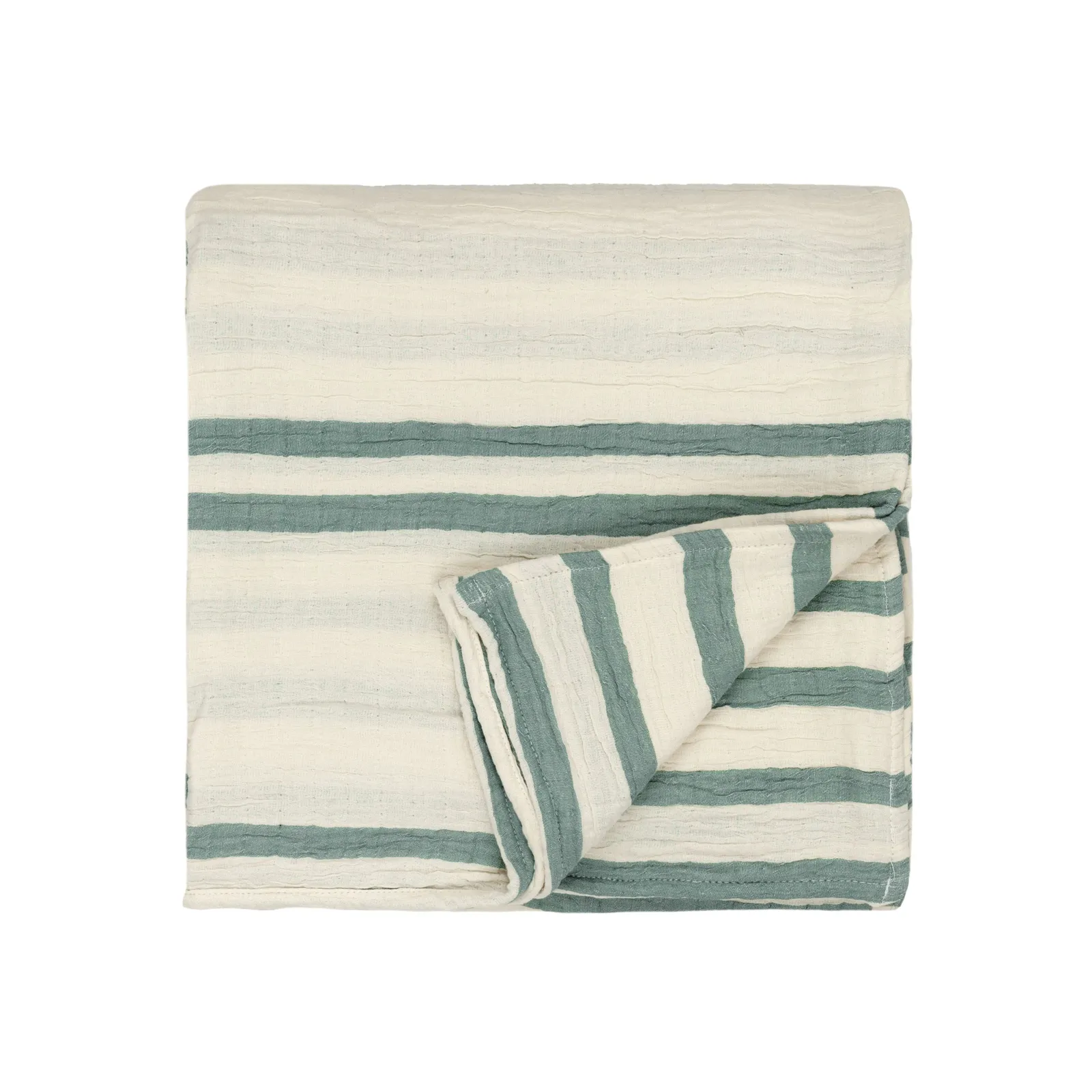 Yard Woven Stripe 100% Cotton Bedspread in Light Green 3