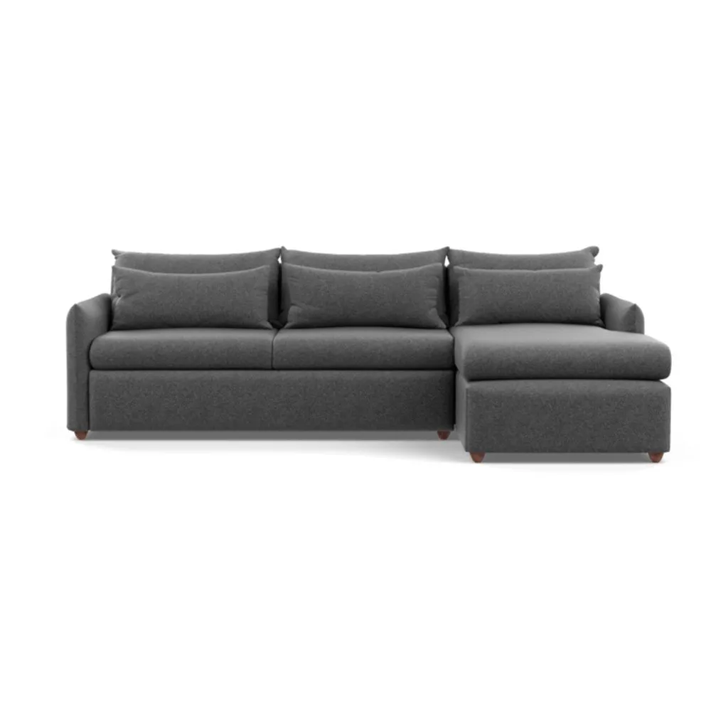 Heal's Pillow Large Right Hand Corner Chaise Melton Wool Granite Chestnut