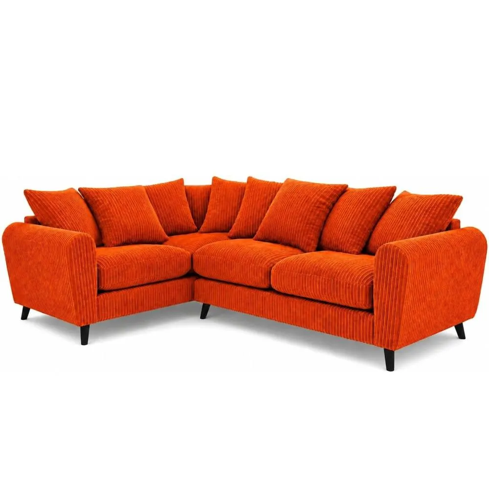 Bliss Furniture Harlow Jumbo Cord Left Hand Dual Arm Corner Sofa, Modern Design Orange