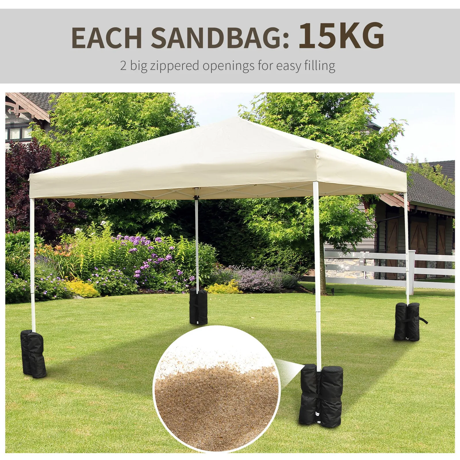 OUTSUNNY Gazebo Weight Sand Bags Leg Weights Marquee Tent Canopy Base in Black 4