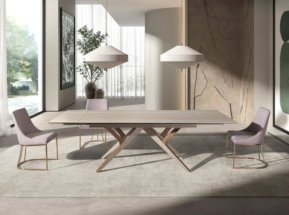 Angel Cerda Sand Porcelain Marble Extendable Dining Table in Light Sand 3