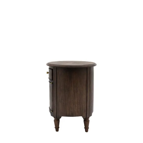 Matola Dark Wood Drum Side Table 6