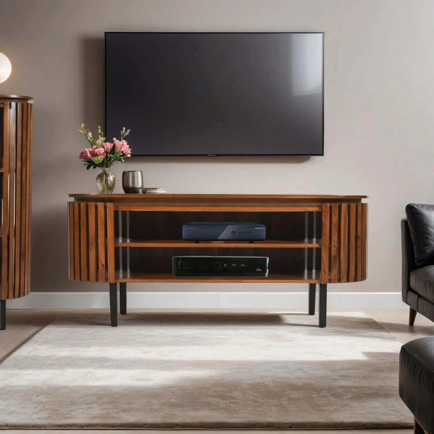 IH Design Carney Mango Wood Tv Cabinet Upto 55 Inch in Brown