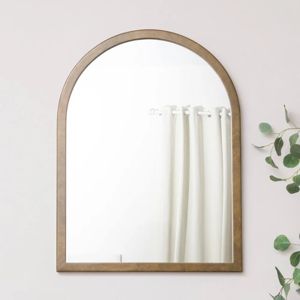 Melody Maison Bronze Framed Arched Wall Mirror - 60cm X 80cm