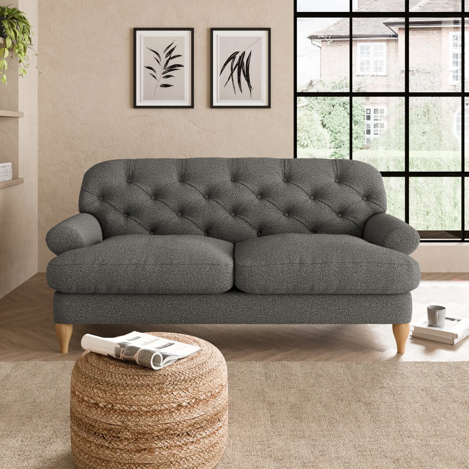 Canterbury Cosy Marl 2 Seater Sofa Grey