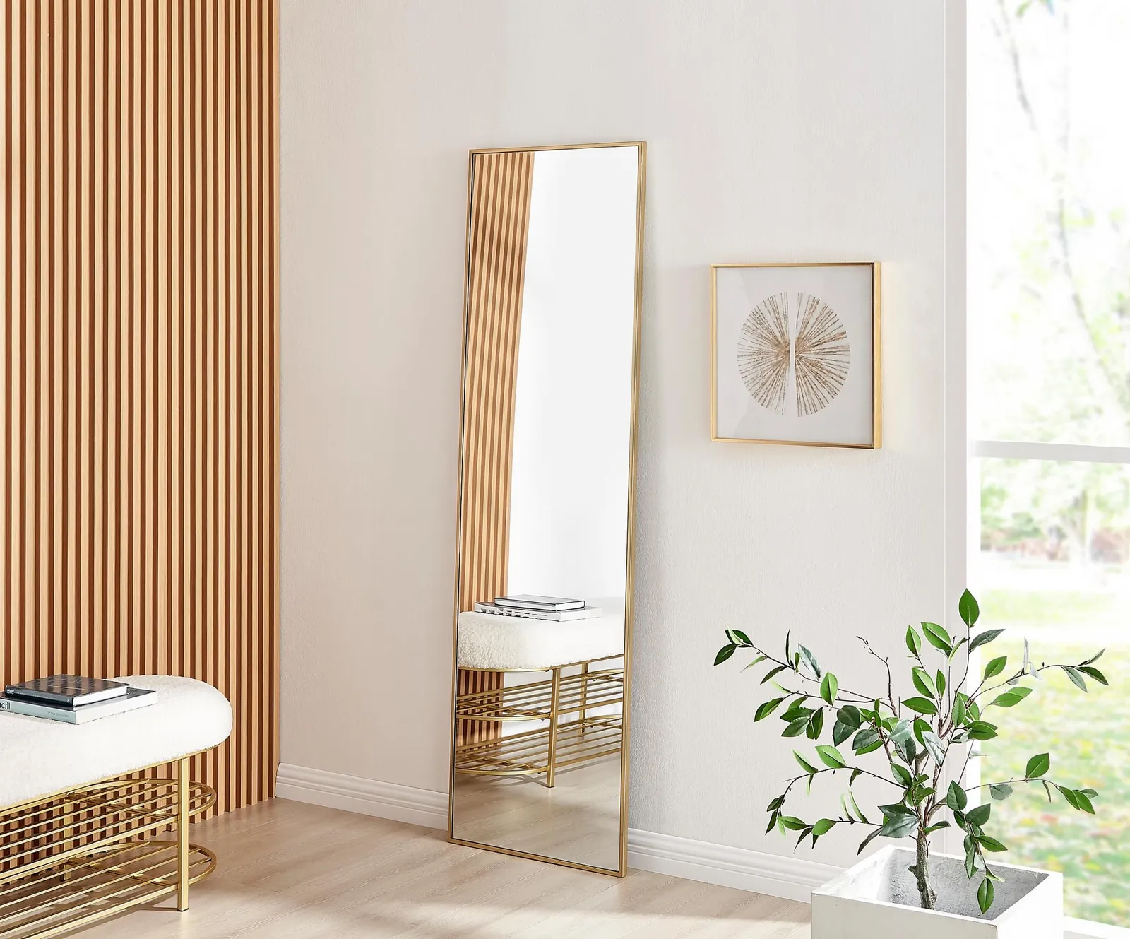 FurnitureboxUK Emma Full Length Extra Large 170x50cm Framed Rectangular Vertical Living Room Hallway Wall Mirror in Gold 2