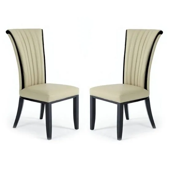 Horizon Dining Chair In Cream Bonded Leather In A Pair
