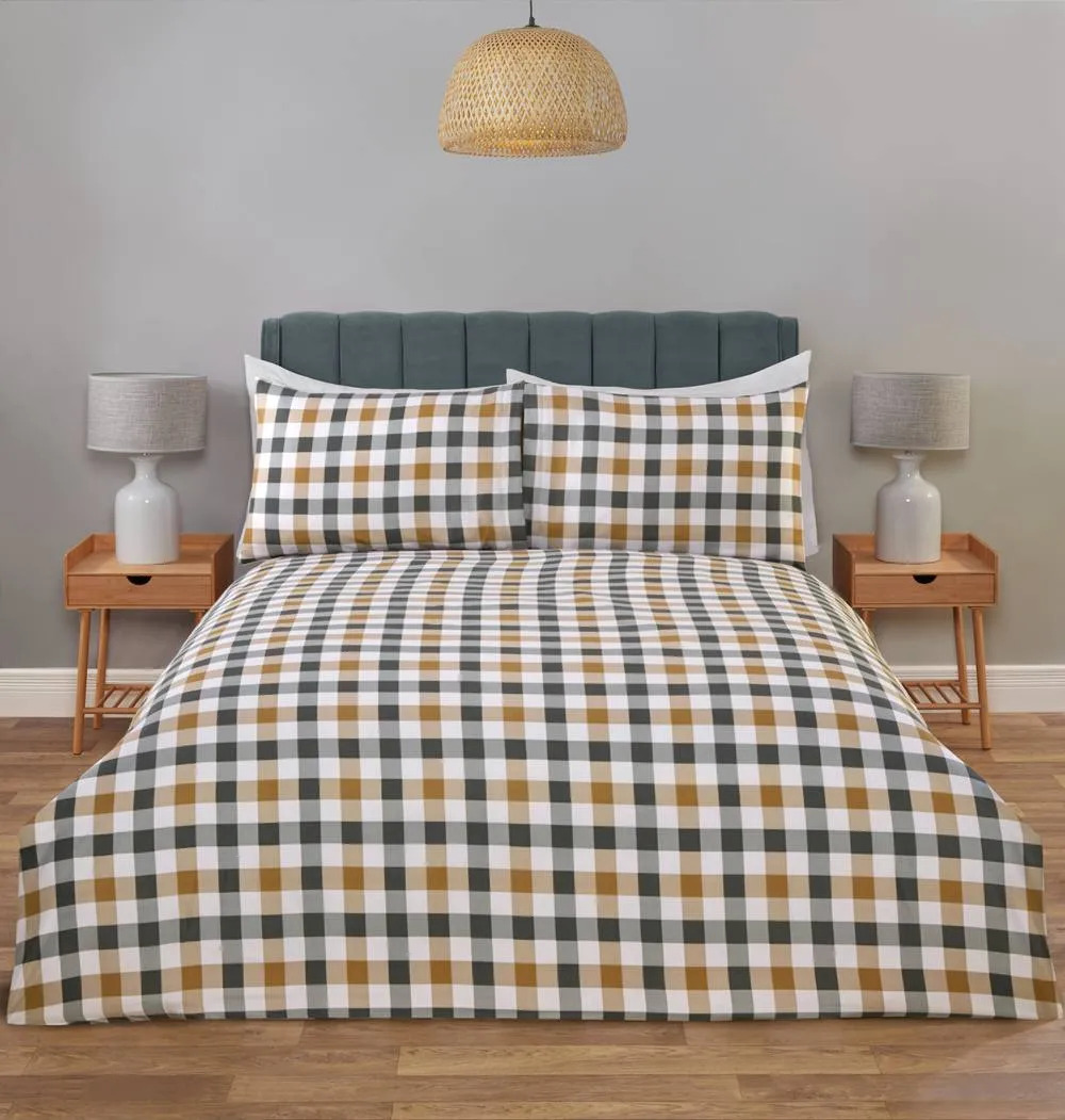 Rapport Home Braemar Check Microfibre Duvet Cover Set with Pillowcase (Green) 6