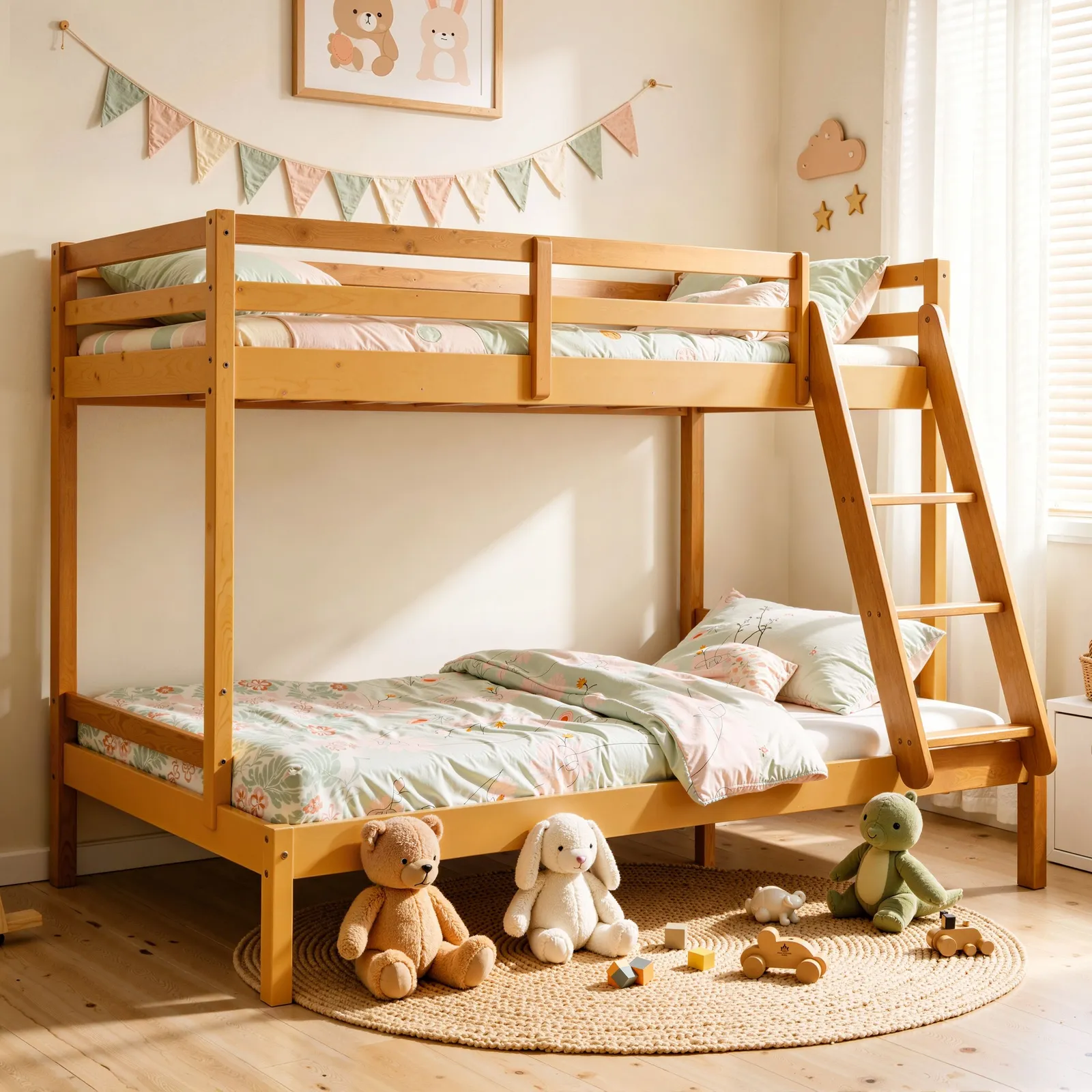 Comfy Living Ltd Wooden Triple Bunk 3ft/4ft In Various Colours in Light Brown 4