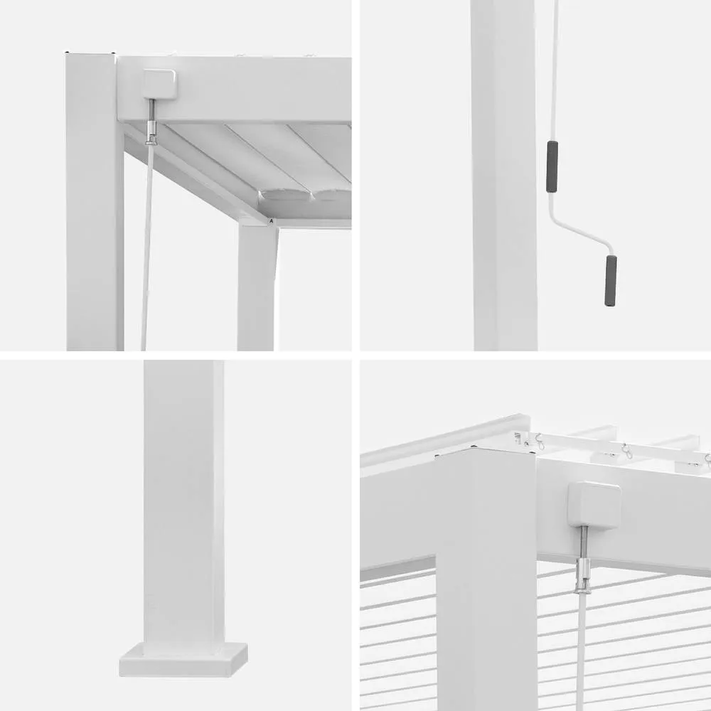sweeek Louvered Pergola Aluminium 4 X 3m & 3 100cm Louver Panels in White 3