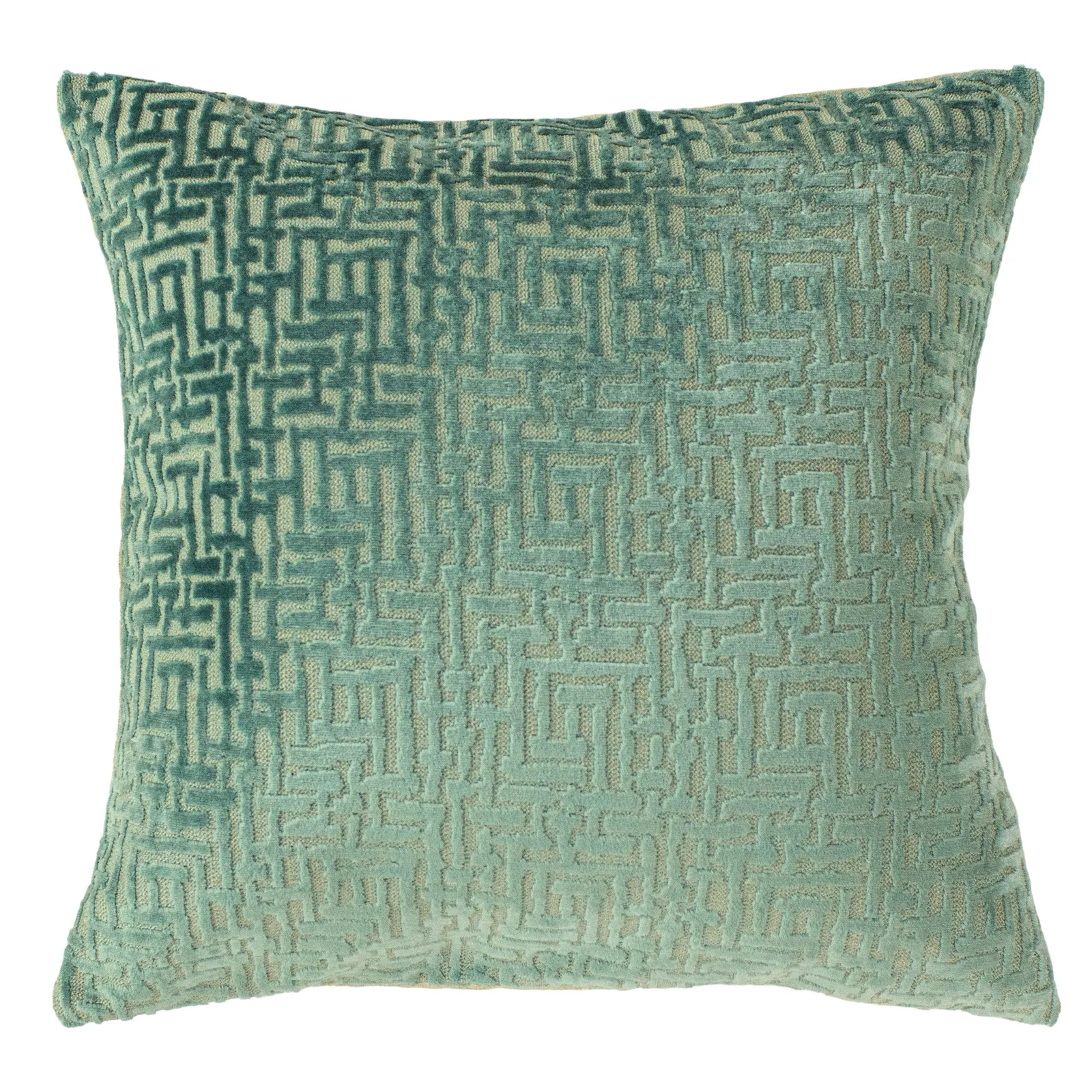 Paoletti Delphi Maze Cut Velvet Cushion in Mint 2