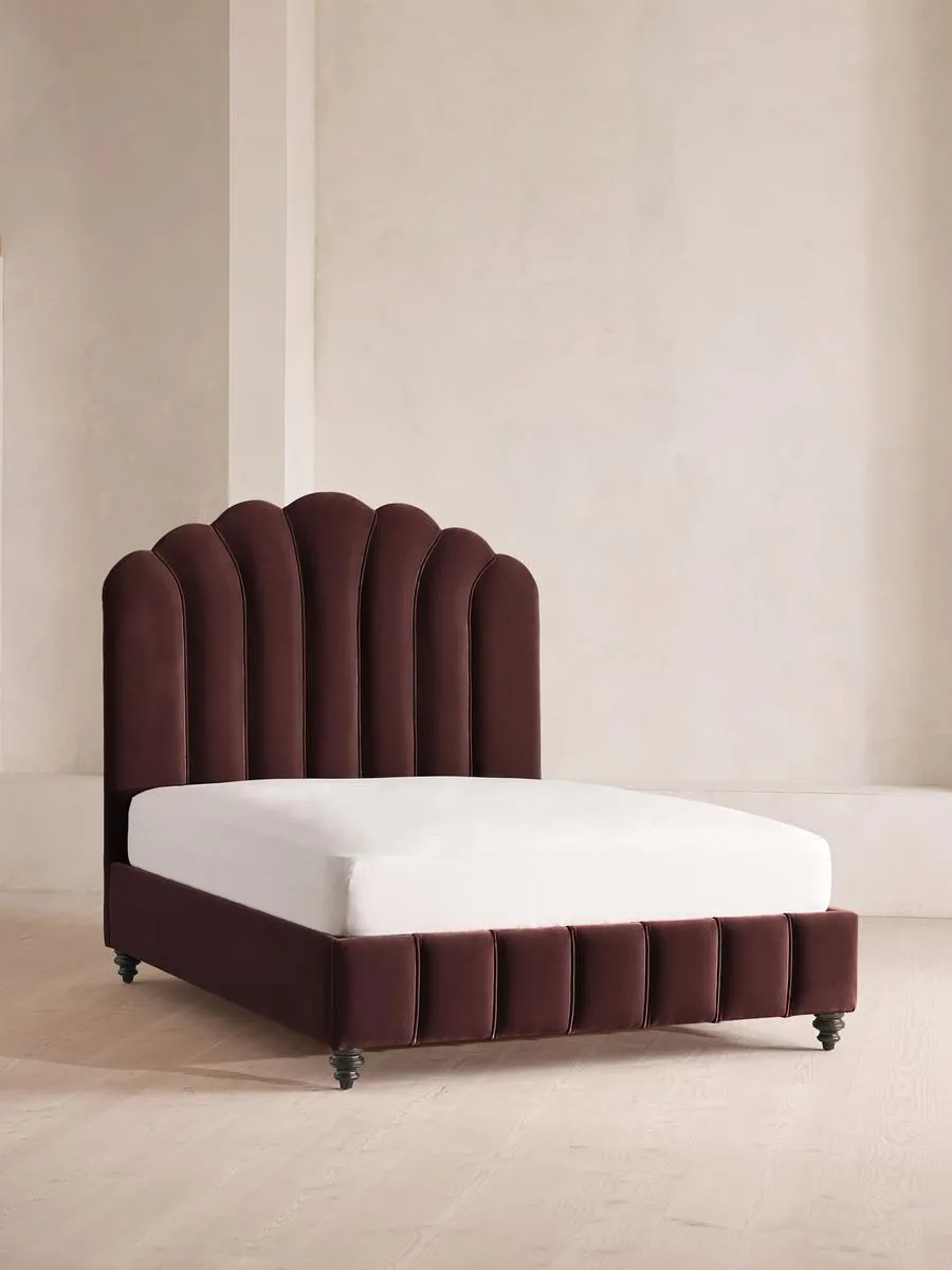 Manette Bed, Super King, Velvet, Aubergine