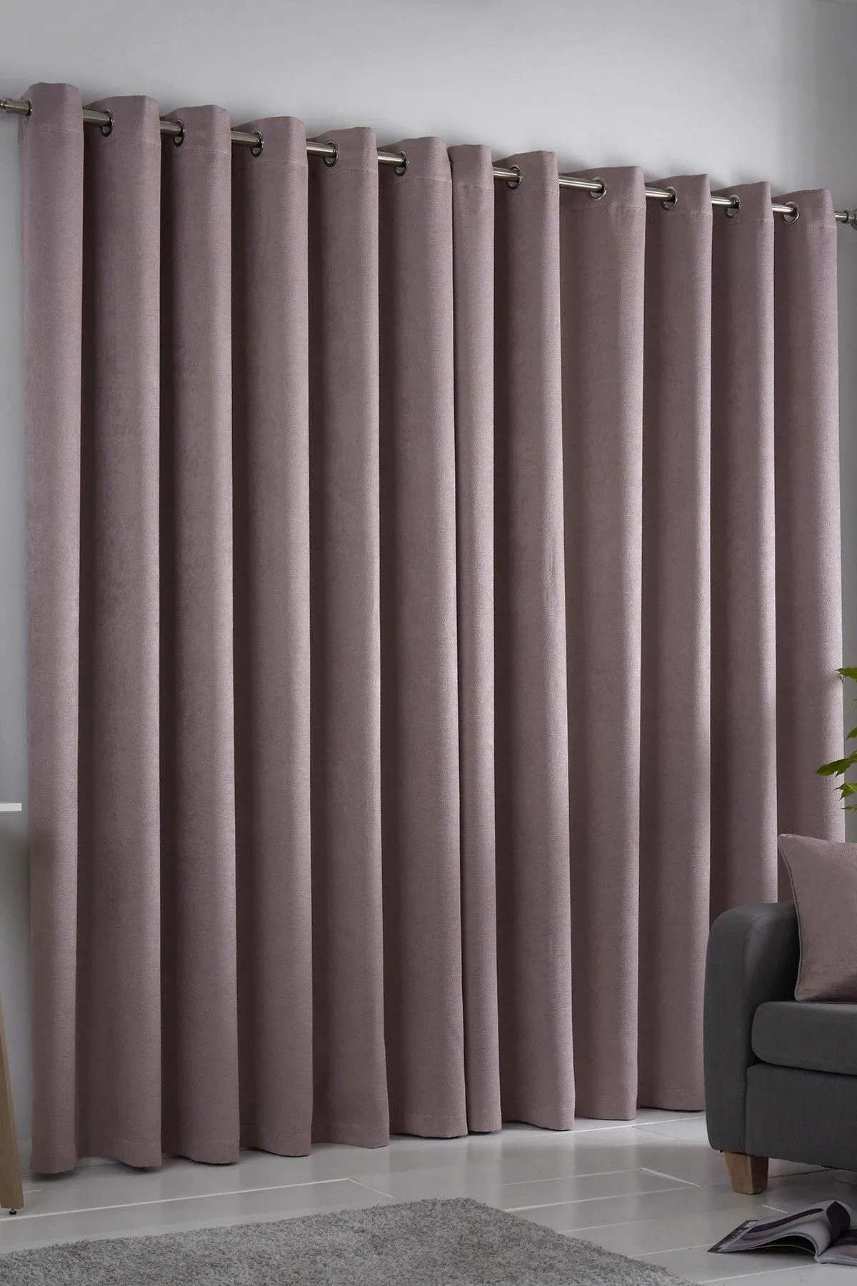 Fusion 'Strata' Triple-Woven Dimout Eyelet Curtains in Rose 3
