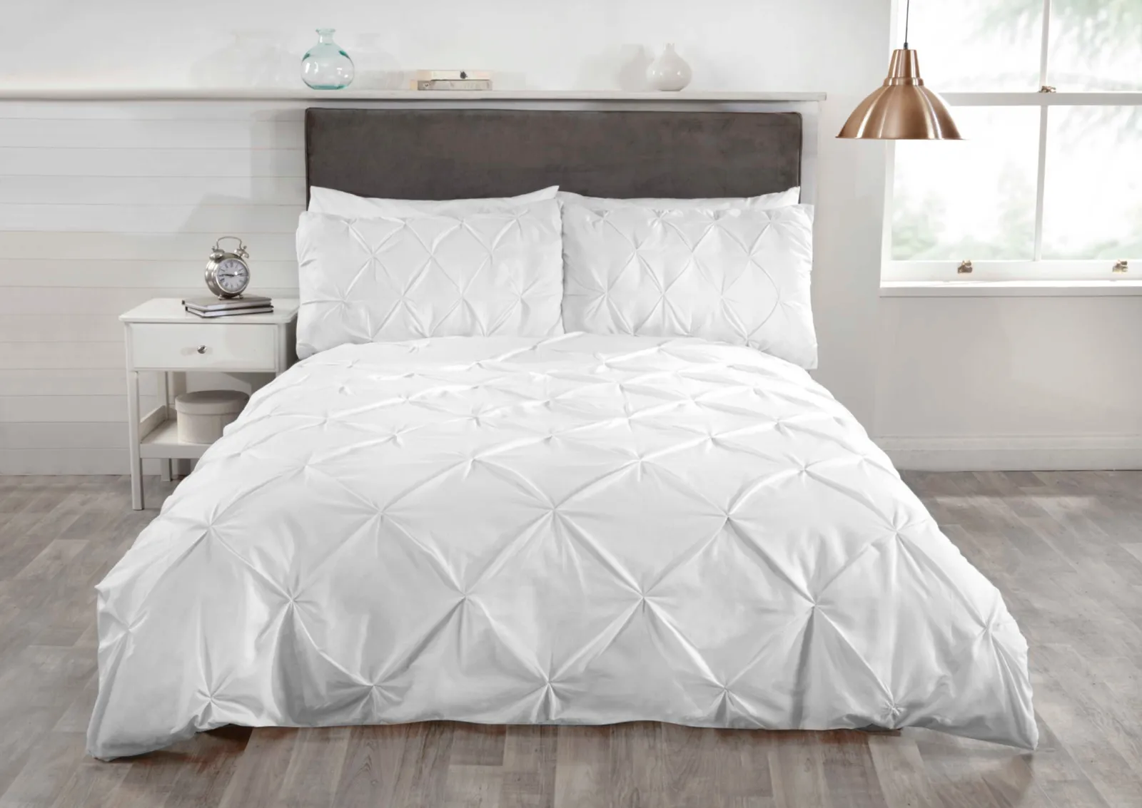 Rapport Home Pintuck Balmoral Duvet Cover Set in White