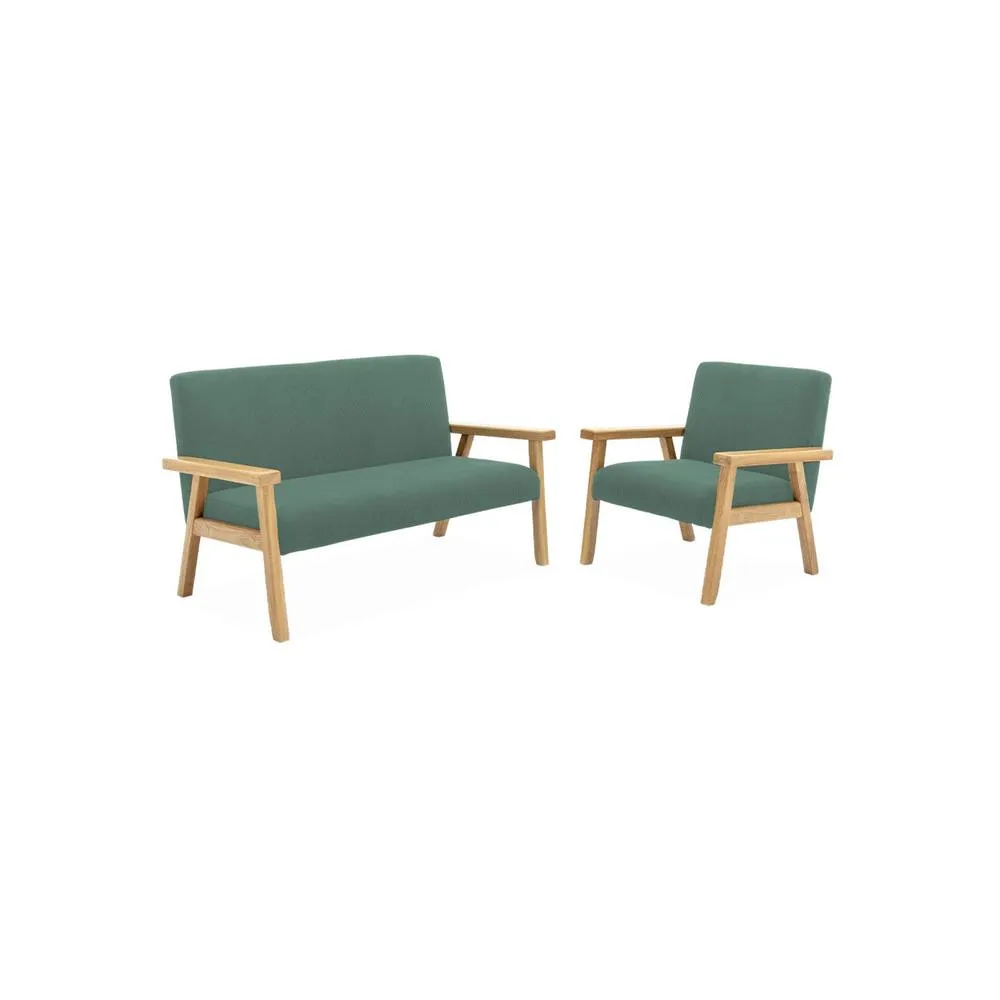 sweeek Children's scandi-style armchair, corduroy & rubberwood in Khaki 4