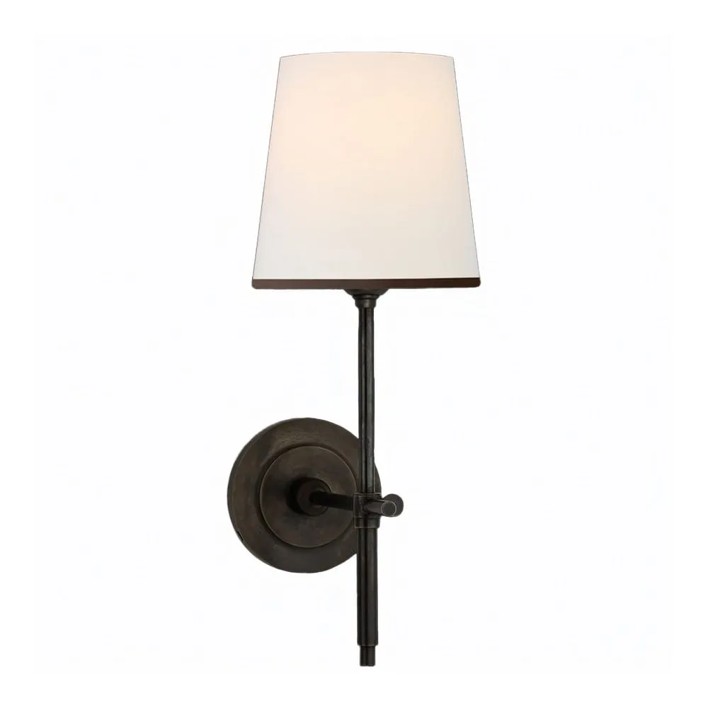Visual Comfort Bryant Sconce Wall Light Bronze/Linen Shade Black Trim 2