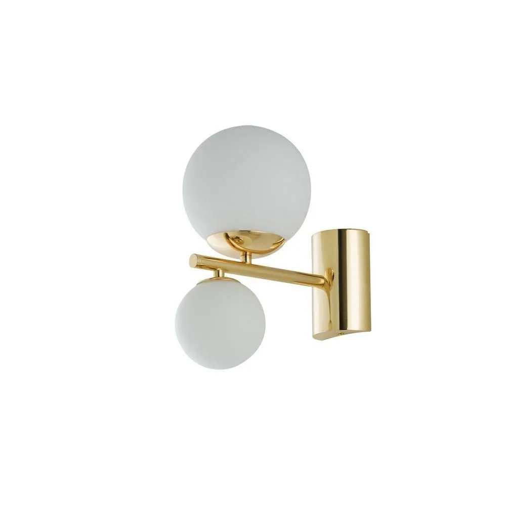Netlighting Hera Twin Globe Wall Lamp Gold Opal G9