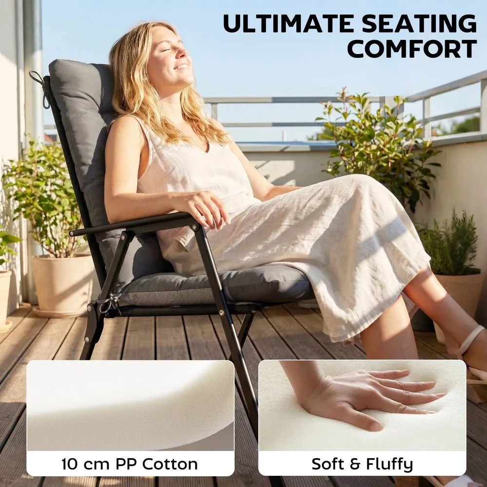 OUTSUNNY Garden Chair Cushions Set of 4, Waterproof Seat Pads, Dark Grey 4