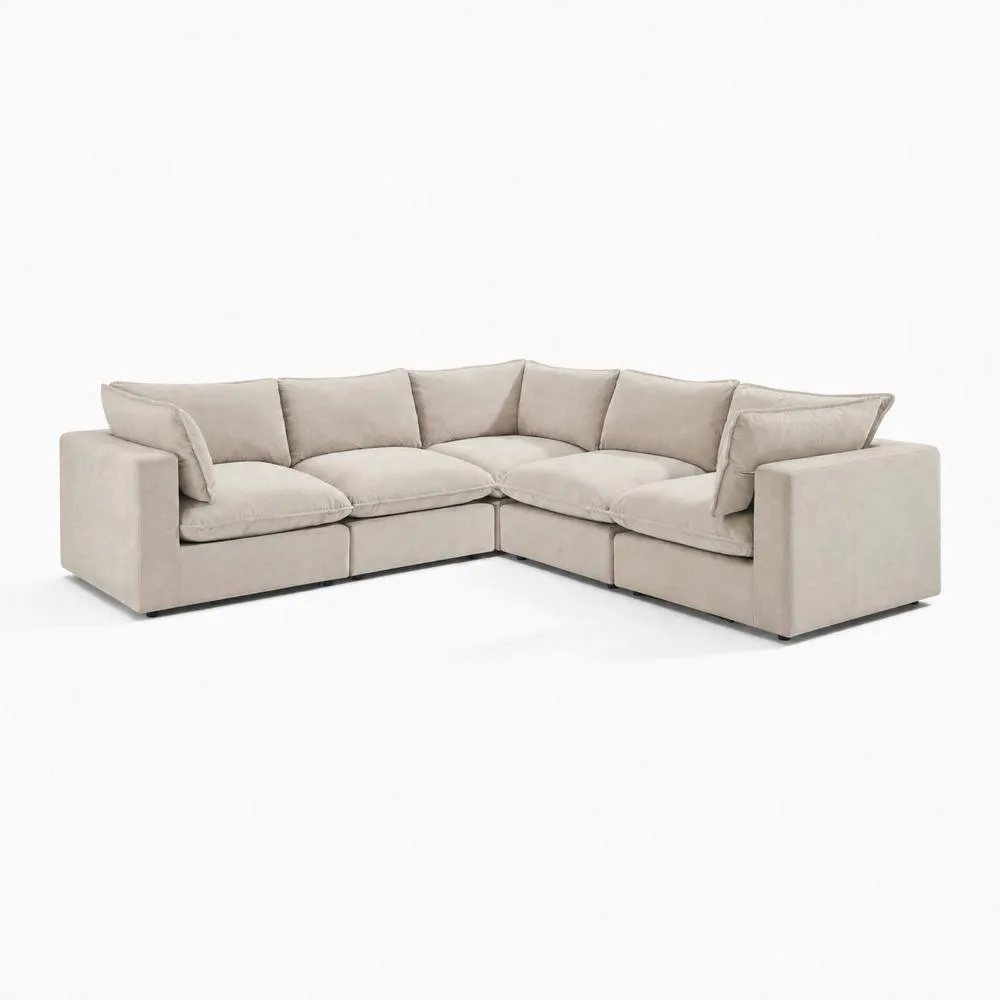 FurnitureboxUK Echo Linen-Look Fabric 4 Seater Modular Corner Sofa in Cream 6