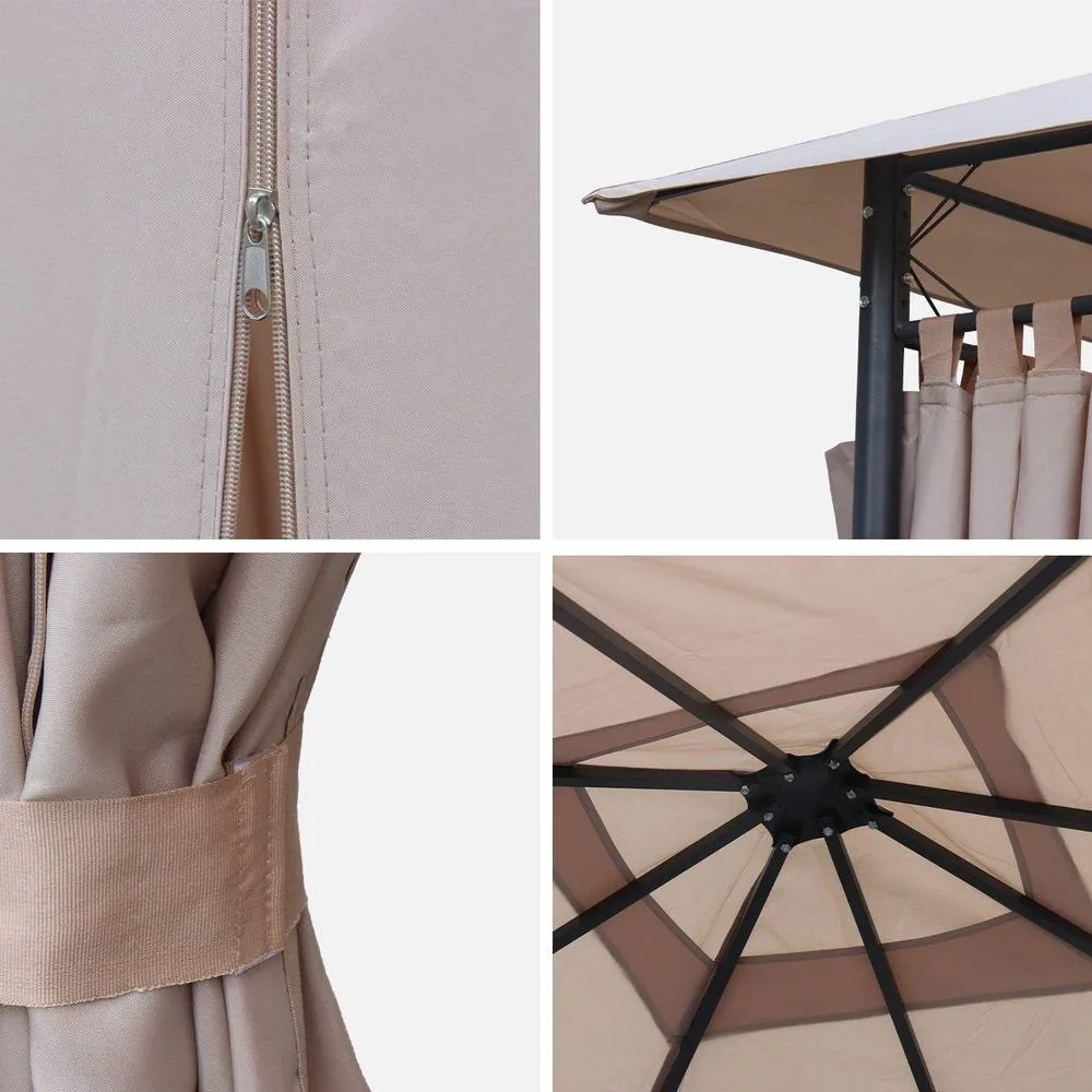 sweeek Heavy Duty 3x3m Gazebo With Curtains in Beige 4