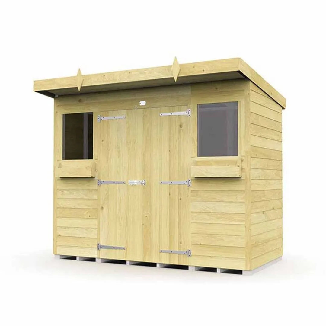 Buttercup Farm 8 x 4 Feet Pent Summer Shed - Wood - L118 x W243 x H201 cm in Brown