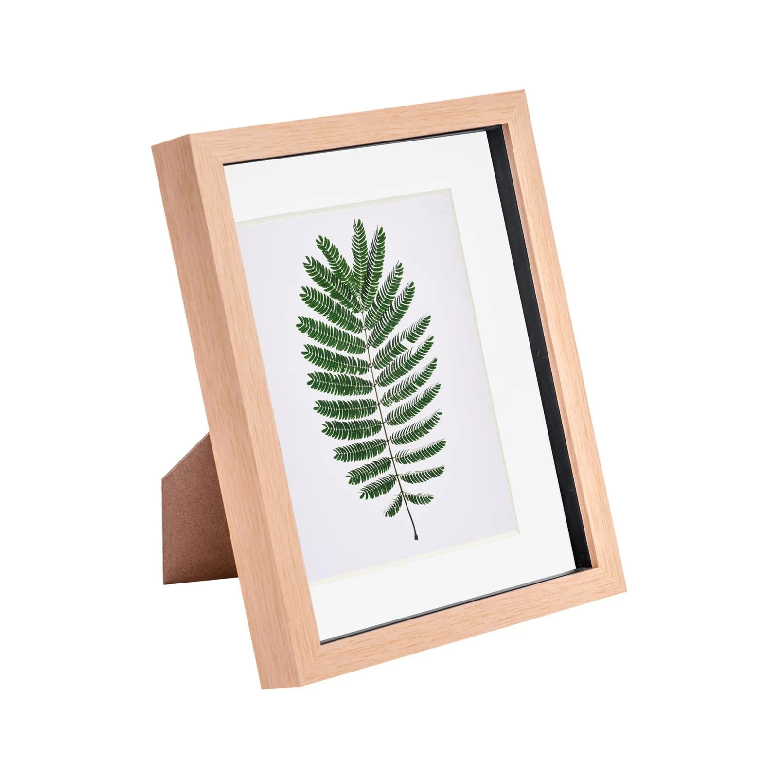 Nicola Spring 3D Box Photo Frame - 8 x 10" with 5 x 7" Mount - Grey Mount in Light Brown