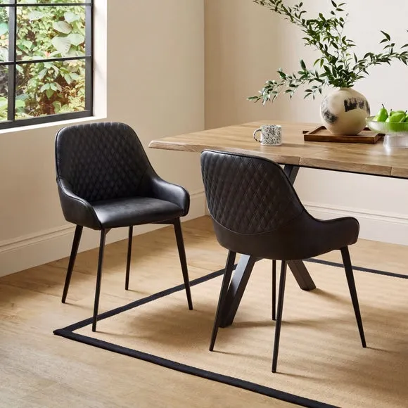 Hudson Set of 2 Dining Chairs, Faux Leather