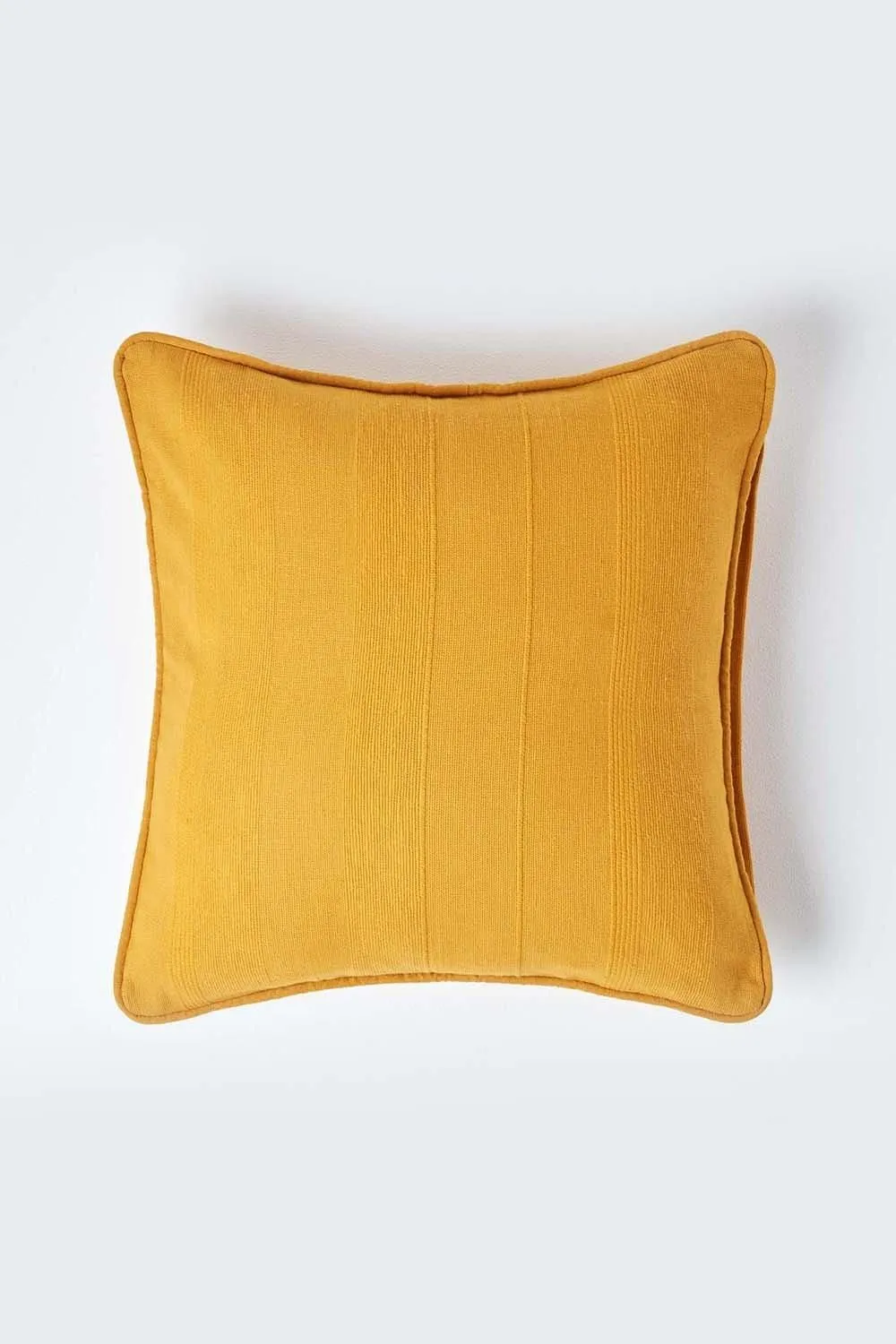 Homescapes Cotton Rajput Ribbed Cushion Cover in Mustard 1