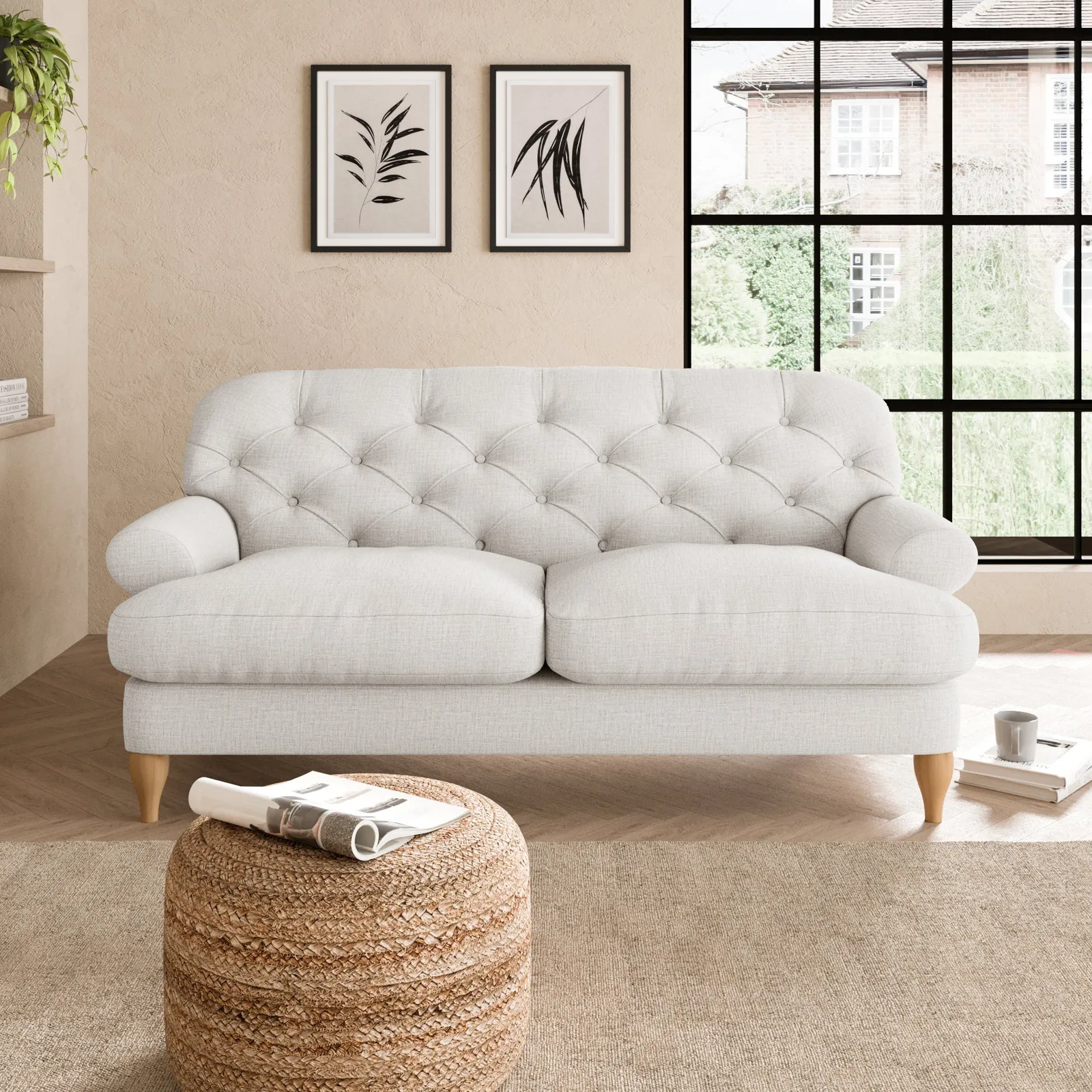 Canterbury Textured Weave 2 Seater Sofa Grey