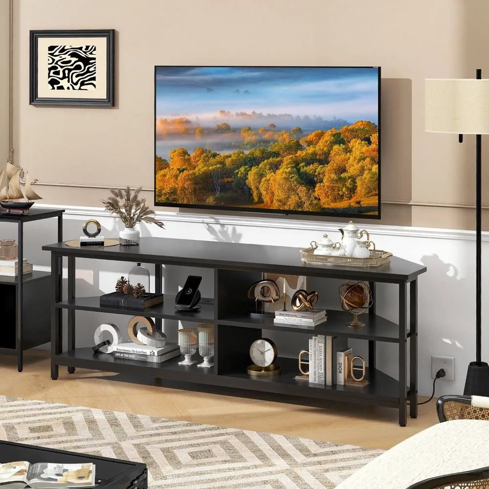 Costway 55" Media Entertainment Center Corner TV Stand for TVs up to 60" TV in Black