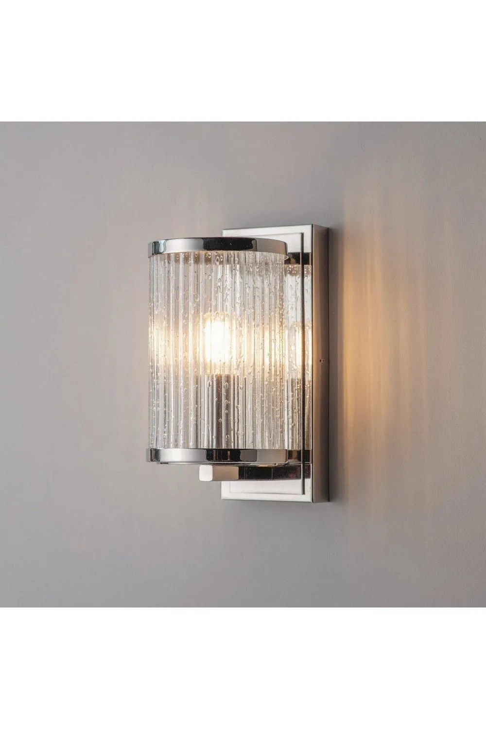 Netlighting Easton 1 Light Wall Bright Nickel Ribbed Glass With Bubbles E14 in Grey 2