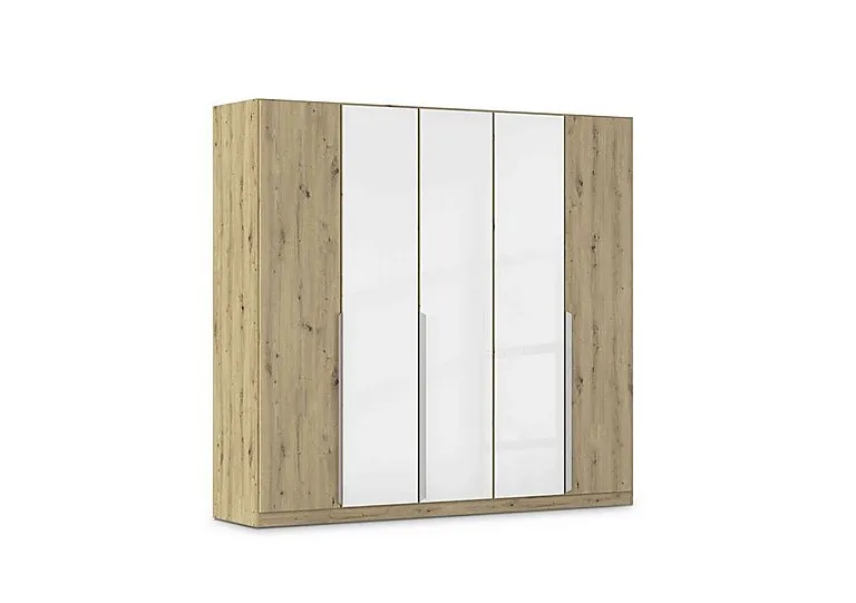 Freja 226cm 5 Door Hinged Decor Wardrobe With Glass Doors