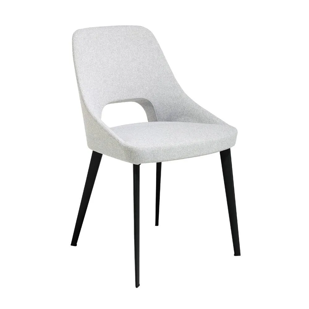 Angel Cerda Grey Fabric Dining Chair with Black Stainless Steel
