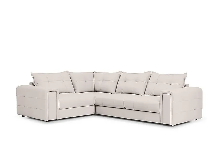 Goliath Leather Left Hand Facing Corner Sofa with Storage Drawers - Cotton