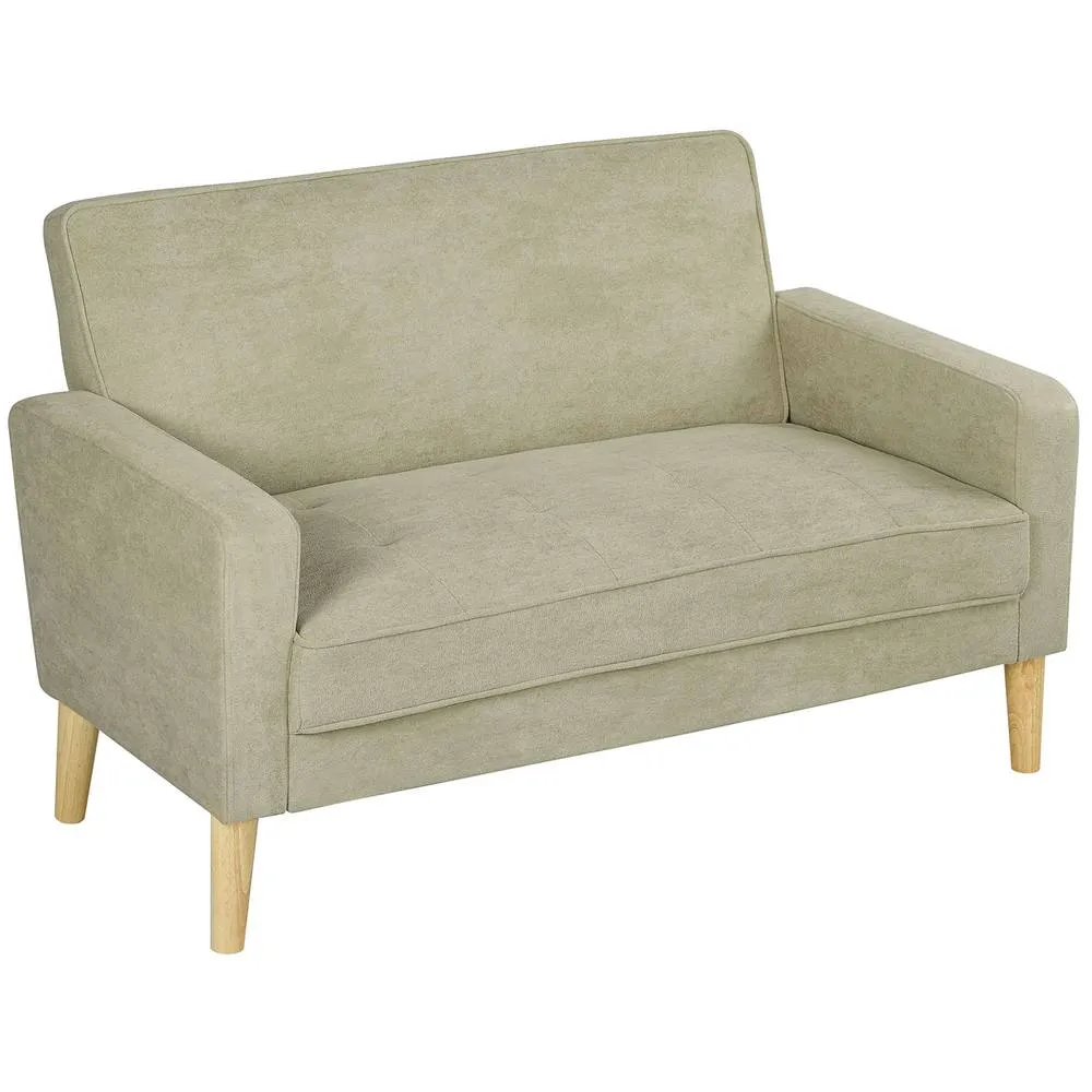 HOMCOM 2 Seater Sofa, Velvet-Feel Upholstered Loveseat for Small Space, Beige