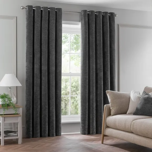 Alayna Chenille Eyelet Curtains (Blackout Available) 2