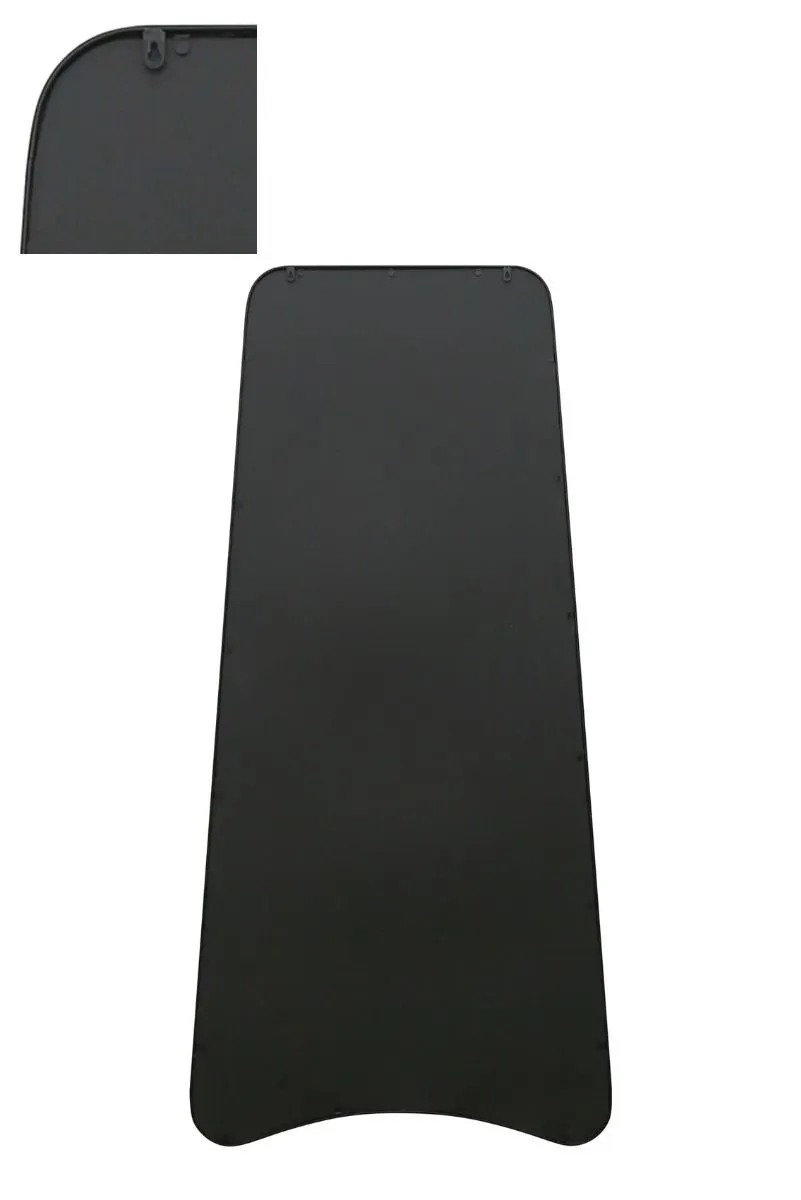 MirrorOutlet Black Metal Trapezoid Shape Framed Garden Wall Mirror (200CM X 95CM) 3