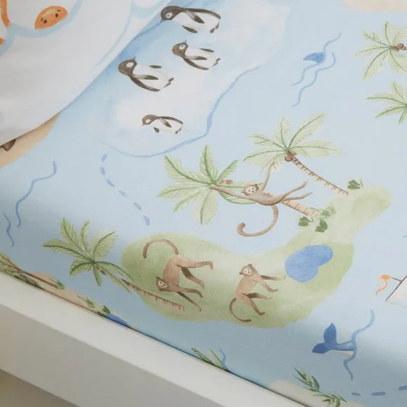 Set of 2 Adventure Maps 100% Cotton Fitted Sheets 1