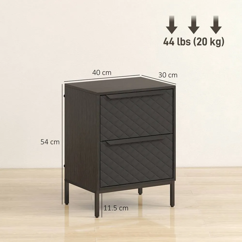 HOMCOM Chest of Drawers, 2 Fabric Drawer Dresser, Aluminium Handles in Black 3