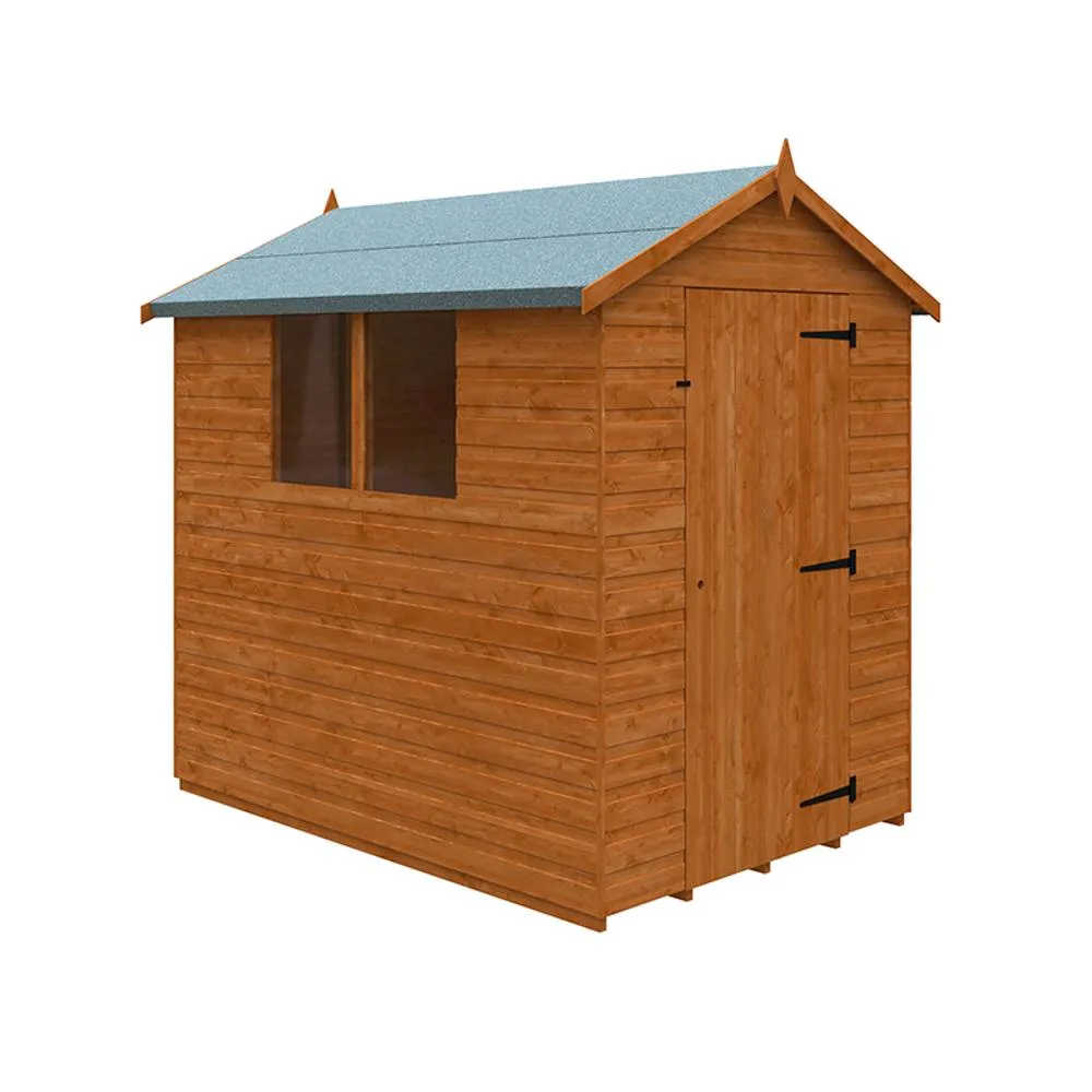 Buttercup Farm 7 x 5 Feet Super Apex 12mm Shed - Solid Wood/Softwood/Pine in Burnt Orange