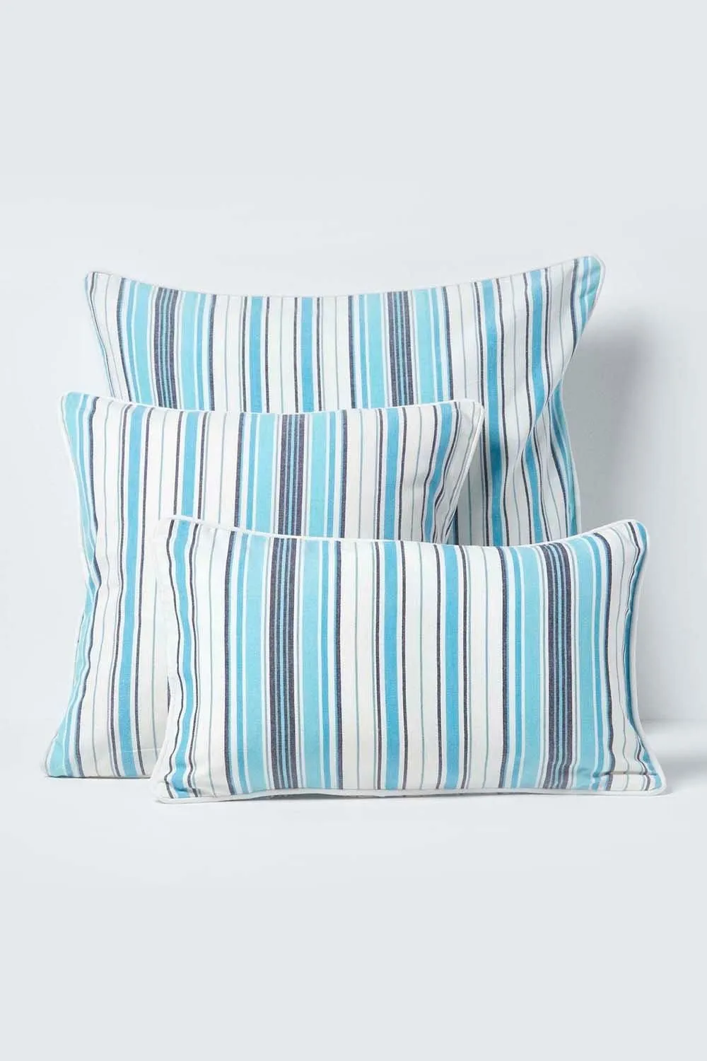 Homescapes Cotton New England Stripe Cushion Cover in Blue 5