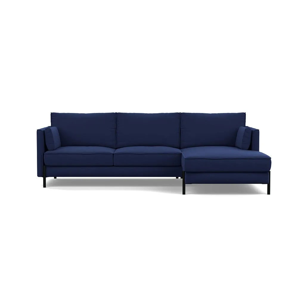 Heal's Tortona Right Hand Facing 4 Seater Corner Chaise Melton Wool New Navy Black Feet 1