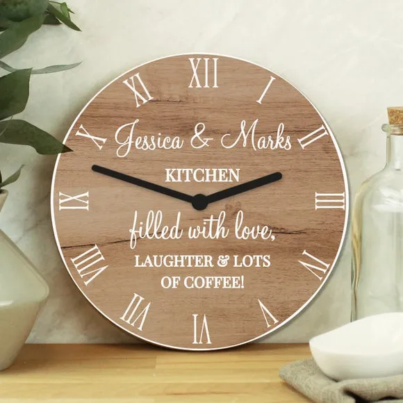 Personalised Message Wood Effect Wall Clock 3
