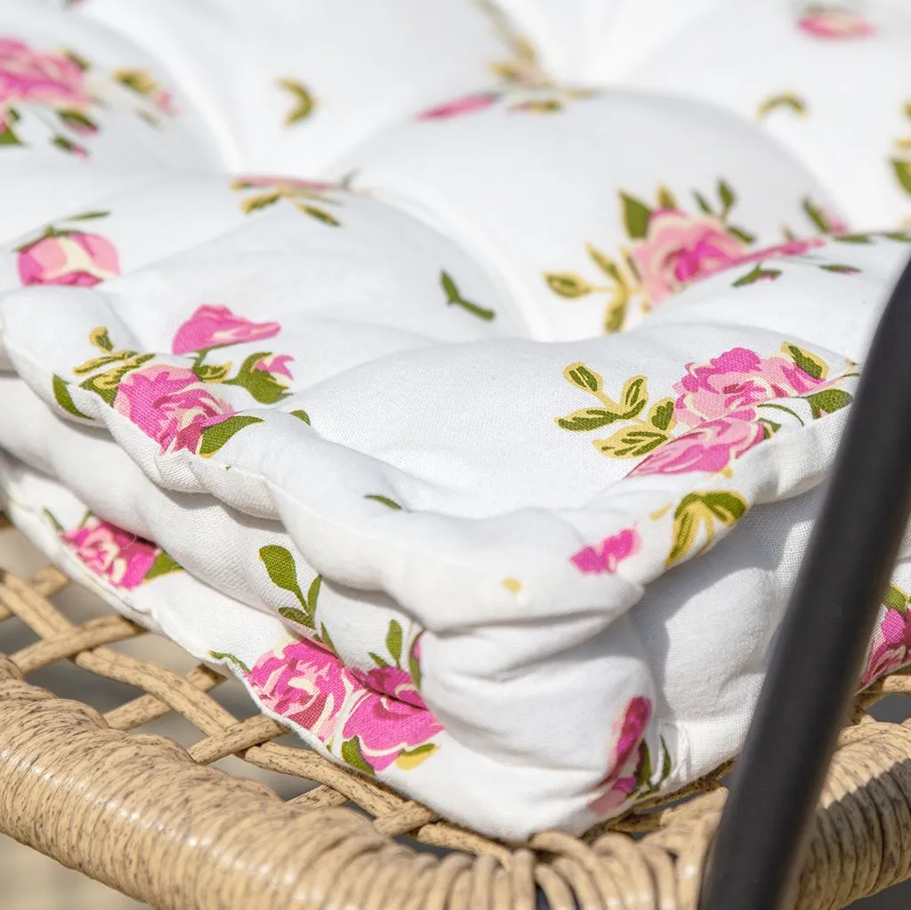Dibor Set of 4 Vintage Pink Floral Print Indoor Outdoor Chair Seat Pad Garden Furniture Box Cushions L40cm x W40cm 5
