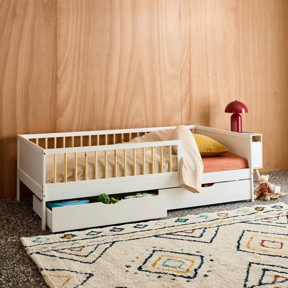 sweeek Children's bed 90 x 190 cm natural pine with slatted base & 2 in White 4