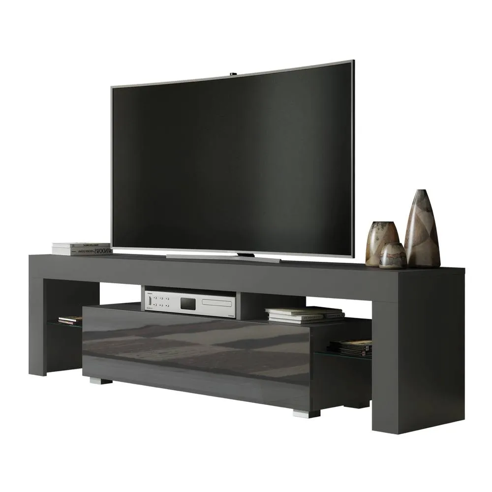 Creative Furniture TV Unit 160cm Stylish Modern - Dark Grey with High Gloss Doors 5