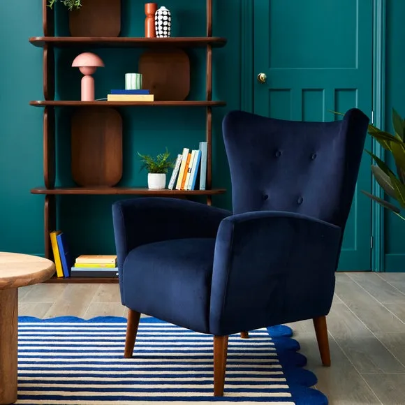 Sven Modern Velvet Wing Chair 6