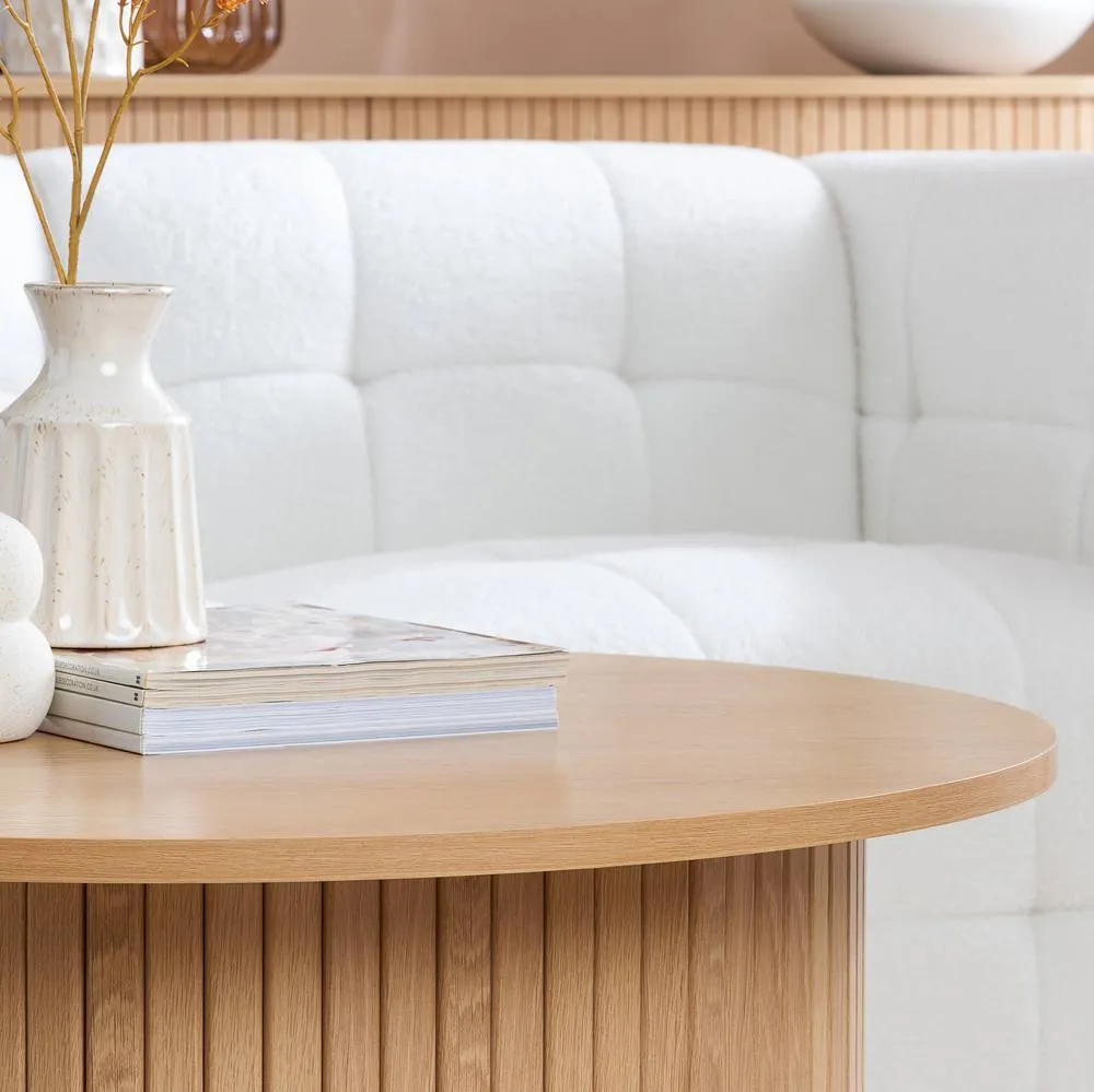 Birlea Round Fluted Coffee Table Axel in Brown 3