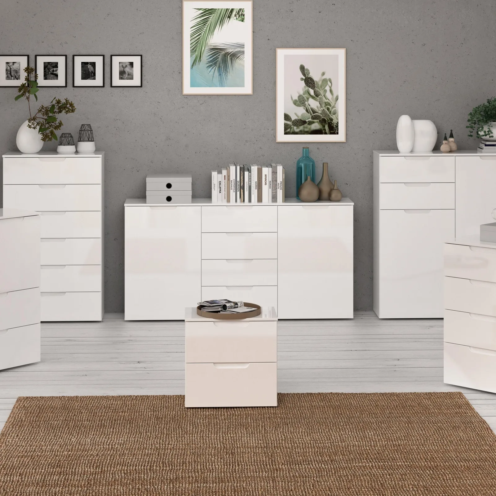 Furniture To Go Sienna Wide Chest of 4 Drawers & 2 Doors in White 6